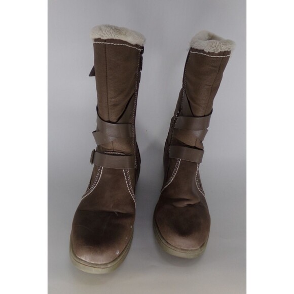 Totes  Diedre  Winter Boots Brown Quilted Faux Leather Faux Fur Lined Size 9 - Picture 2 of 8